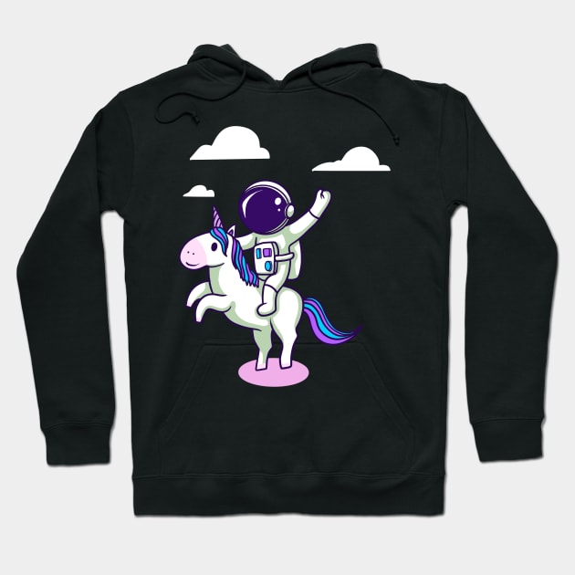 Cute Astronaut Unicorn Rider Hoodie by dailydadacomic